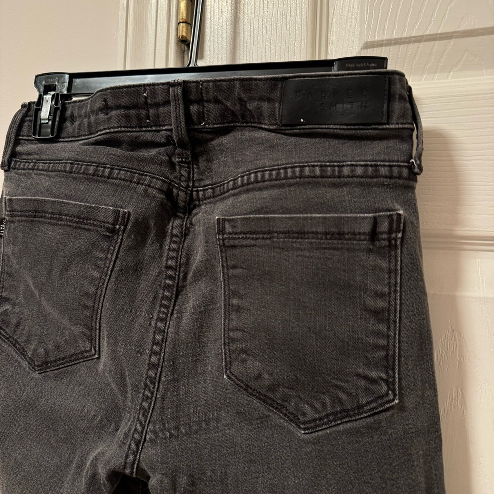 Parker Smith Gray Straight Denim Jeans Frayed Ankles - Picture 6 of 10